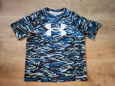 Under Armour YXL youth Extra Large Shirt Top Blue Black short sleeve athletic  - Image 1 of 3