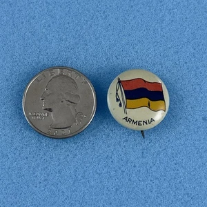 Vintage Armenia Country Flag Small 3/4" Tin Litho Pinback Button #58575 - Picture 1 of 2