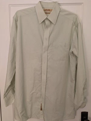 Camisa social listrada verde Roundtree & Yorke 16 x 35 sem ferro sob medida etiqueta dourada - Imagem 1 de 4