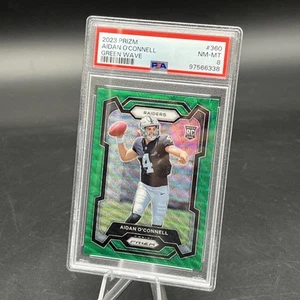 Aidan O'Connell (RC) Green Wave Prizm PSA 8 (2023 Panini Prizm, #360) - Picture 1 of 3