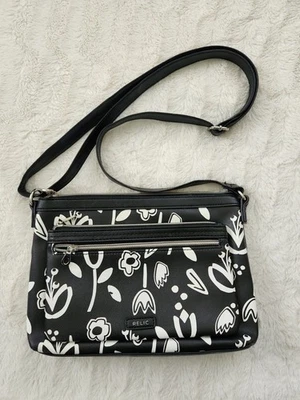 Relic Black White Floral Shoulder Bag Purse Today Is The Day Excellent Shape - Image 1 of 4