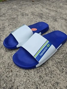 US 13 Havaianas Slides Mens Brazil Colourway 45-46 Blue Thongs - Picture 1 of 5