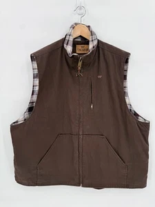 King Ranch Mens Brown Canvas Full Zip Flannel Lined Vest Size 2XL Rancher Chore - Picture 1 of 11
