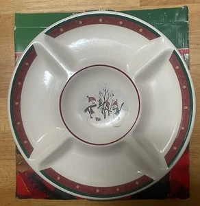 Royal Seasons Stoneware Relish Dip Tray Christmas Snowman 14.5 Inches Tray - Picture 1 of 7