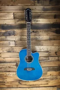 *ISSUE* Oscar Schmidt OD312CE 12 string Acoustic Electric Guitar - Blue #R1564 - Picture 1 of 10