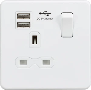 Screwless Switched Socket with Dual USB charger (2.4A) 13A 1G - Picture 1 of 1