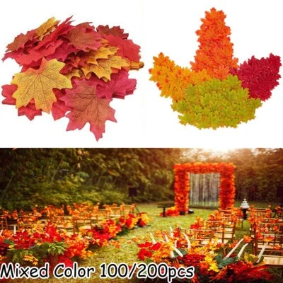 100/200 Bunte Herbstdeko Herbstblätter Ahorn Blätter Laub Herbstlaub Künstlich - Bild 1 von 4