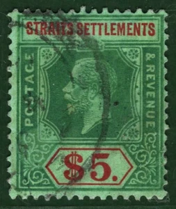 MALAYA Straits KGV Stamp SG.240a $5 High Value DIE II (1926) Used Cat £45- BLUE7 - Picture 1 of 6