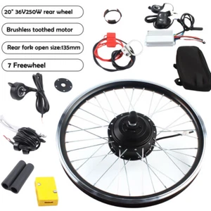 250W 20 inch Electric Bicycle Hub Motor Conversion Kit e-bike Rear Wheel - Picture 1 of 12