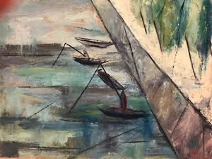 Pintura acrílica Zyle: "Les Pecheurs sur la Seine" - Imagen 1 de 2
