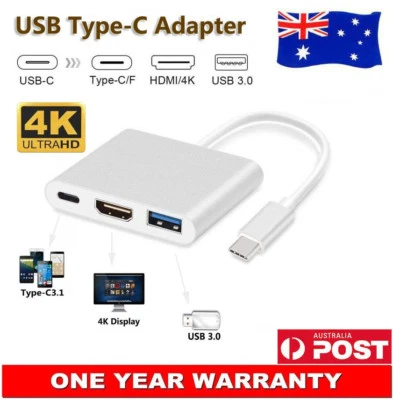 USB 3.1 TYPE-C to HDMI VGA USB 3.0 Charging Hub Adapter for MACBOOK Laptop HD TV - Image 1 of 4