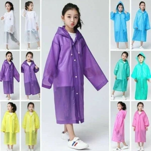 Children Waterproof Hooded Rain Coat Kids Jacket Poncho Raincoat Long Outwear UK - Picture 1 of 17