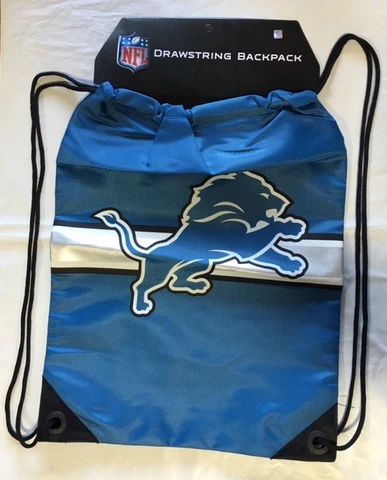 Detroit Lions Drawstring Back Pack Back Sack BackPack NEW - Free U.S.A. Shipping Cover