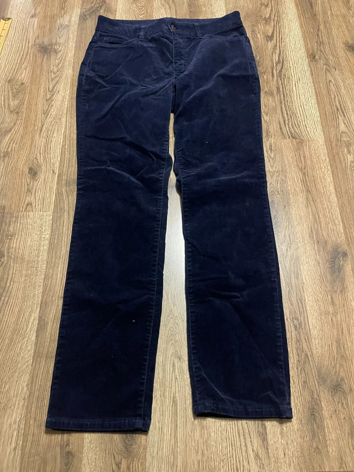 Pantalones Chaps, Mujer Talla 8, Azul, Terciopelo, Pierna Recta, Bolsillos Foto 1 de 4