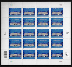 Timbres américains panneau complet de 20, La Maison Blanche, #3445 neuf neuf neuf dans son emballage d'origine