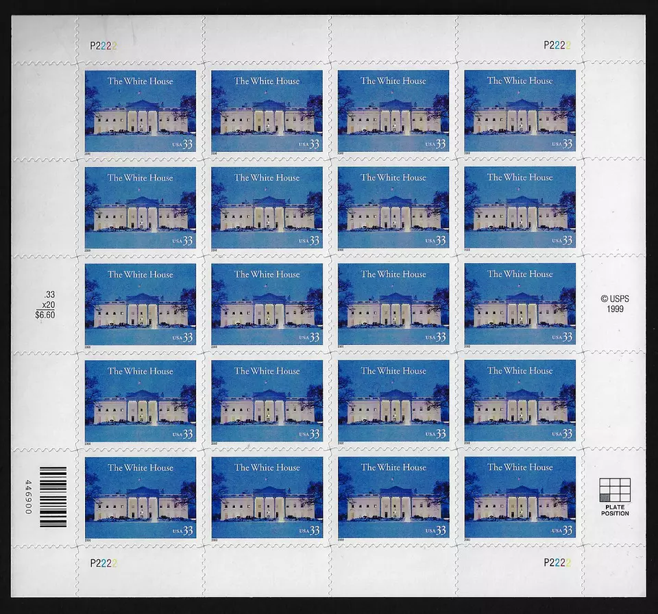 US Stamps Full Pane Of 20, The White House, #3445 MNH - Image 1 of 1