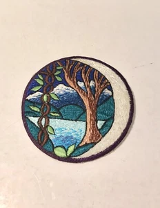 Fabric Sew On Patch with a Moon Tree Mountains Vines - Picture 1 of 3