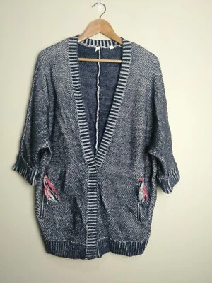 Cárdigan para mujer Esprit azul blanco mezcla de lana algodón talla XS Foto 1 de 4