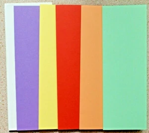 5 single Fold Colour Card Blanks 75 x 210mm with White Envelopes NEW - Picture 1 of 1