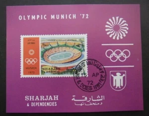SHARJAH Bloc Jeux olympiques de Munich 1972 oblitéré - Photo 1/1