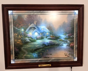 HTF Thomas Kinkade "EVERETTE'S COTTAGE" tela illuminata scambio Bradford - Foto 1 di 20
