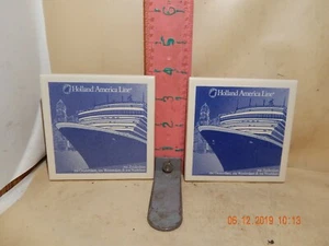 HOLLAND AMERICA LINE SHIP TILE PAIR - MS ZUIDERDAM , OOSTERDAM, WESTERDAM & NOOR - Picture 1 of 2