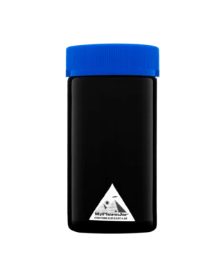 Mypharmjar 100 Ml/3.3Oz Tall Black Ultraviolet curing jar with Child Resist lids - Image 1 of 4