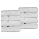 Superior Derry Solid Egyptian Cotton 8-Pc Hand Towel Set Silver Machine Washable