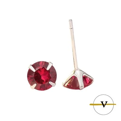 ORECCHINI DONNA UOMO PUNTO LUCE IN ARGENTO 925 COLORE ROSSO RUBINO 5 mm - Immagine 1 di 4