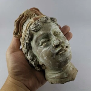 Gandhara Stucco Terracotta Female Head Statue Fragment 908 grams #316 - Picture 1 of 7