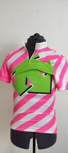 Descente Mens Vintage Cycling Bike Jersey Loud Crazy Green Pink Short Sleeve M