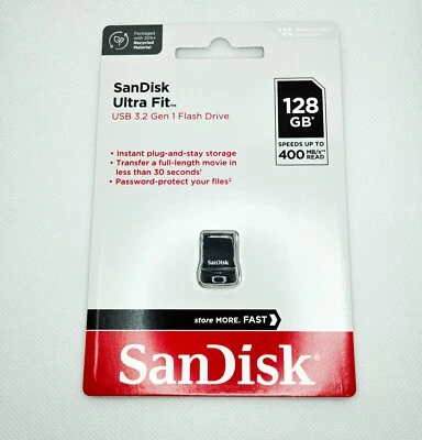 Mini Clé USB 3.2 Sandisk Ultra Fit 128Gb 400MBits/s Neuf Sous Blister Originale - Photo 1/4