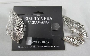 NwT VERA WANG Silver Tone Butterfly FRONT TO BACK Post Earrings 123G - Picture 1 of 7