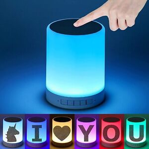 Night Light Bluetooth Speaker, DIY Touch Control Bedside Lamp Dimmable Multi-Col
