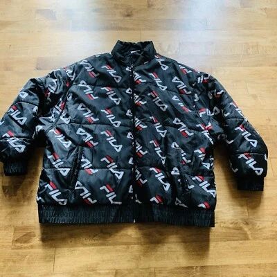 Fila 4 XL 4xl Big and Tall Winter Puffer Jacket Allover Print - Image 1 of 4