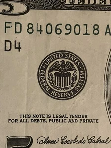 $5 2003A Series,VF-40 Condition, Serial Number 84069018 - Picture 1 of 5