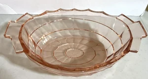 Indiana Glass Tea Room Pink Depression Oval Vegetable Bowl With Handles Art Deco - Picture 1 of 4