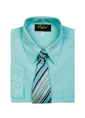 Conjunto de camisa de vestir formal manga larga con corbata a rayas talla 2-20 para niños pequeños Foto 1 de 4