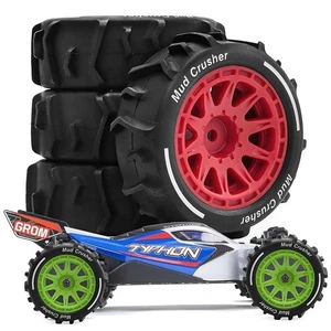 4 piezas neumático de goma 72 mm y neumático de llanta 12 mm hexagonal para coche buggy Arrma 1/14 TYPHON GROM RC - Imagen 1 de 28