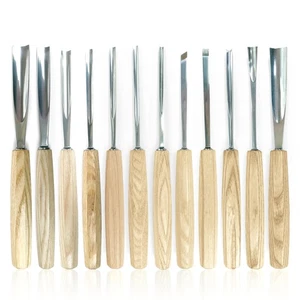 Professional 12 Piece Wood Carving Set with Rollup Canvas Case - Picture 1 of 9