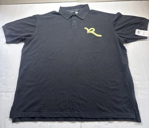 Rocawear Polo Shirt Mens 2XL Logo Button Stretch Knit Casual Black Short Sleeve - Picture 1 of 15