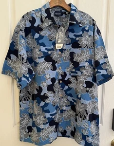 Vintage Sideout Blue Hawaiian Floral Camp shirt size Large NWT - Picture 1 of 5