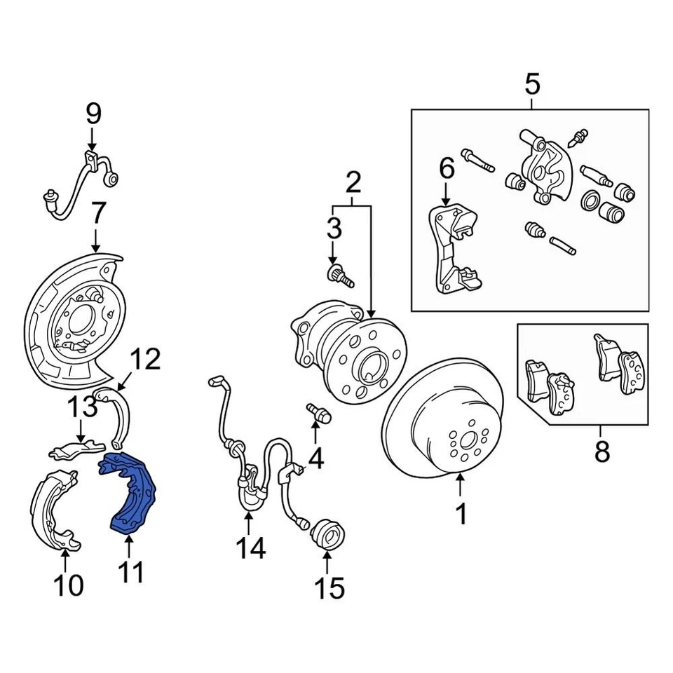 For Lexus ES350 2007-2012 Lexus 4659033020 Rear Left Parking Brake Shoe Foto 1 de 2