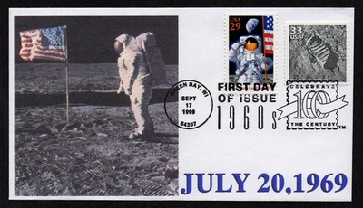 USA, SCOTT #3188-C & 2841, LIMITED S&D GLEN FDC COVER 1999 FIRST MOON WALK SPACE - Image 1 of 2