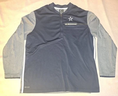 AUTÉNTICA Chaqueta Dallas Cowboys NIKE Cuarto Cremallera EN EL CAMPO XXL/2XL Dri Fit Jersey Foto 1 de 3