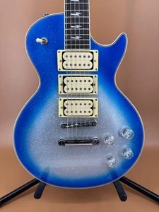 Descuento LP Azul Plata Guitarra Eléctrica Pastillas 3H Cuerpo Caoba Cromo Herrajes - Imagen 1 de 11