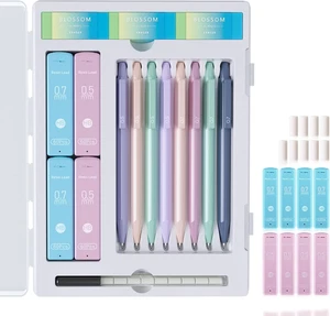 20pc Mechanical Pencil Set 0.5/0.7mm Eraser 480 Refills Cute Preppy School Case - Picture 1 of 11