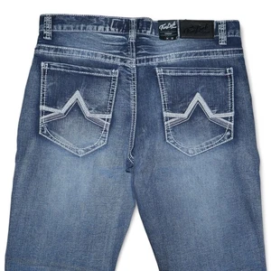 Pantalones de mezclilla True Luck para hombre talla 34x32 punto grueso lavado oscuro pierna recta BKE - Imagen 1 de 8