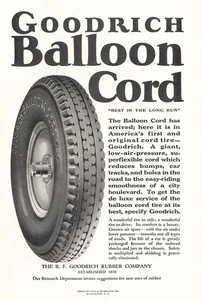 1924 Goodrich Balloon Cord Tires: Giant Low Pressure Vintage Print Ad - Picture 1 of 1