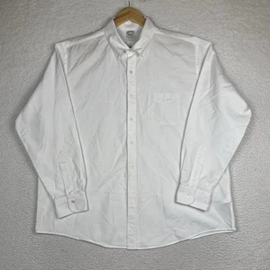 Vintage Brooks Brothers OCBD Langarmhemd Herren 17,5 35 weiß hergestellt in den USA - Bild 1 von 10